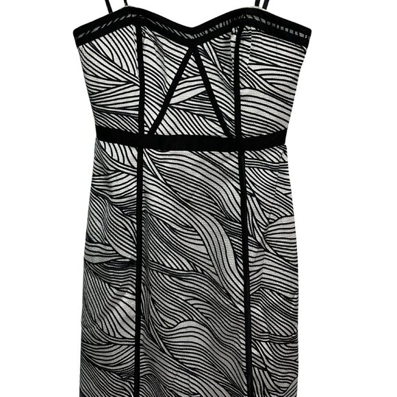 BCBGMAXAZRIA Elin Maxi Black & White Striped Bustier Dress Size 0 - Picture 5 of 8